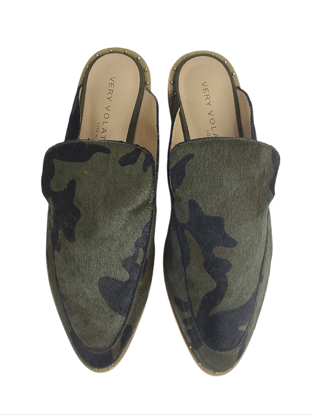 Very Volatile Camo Slip-On Calf Hair Women’s Loafers Mules Size 8